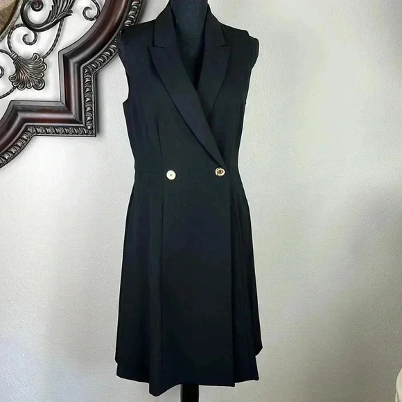Calvin Klein Women’s Black Doubled Breasted Sleeveless Dress Size 10 Sleeveless - Picture 2 of 13